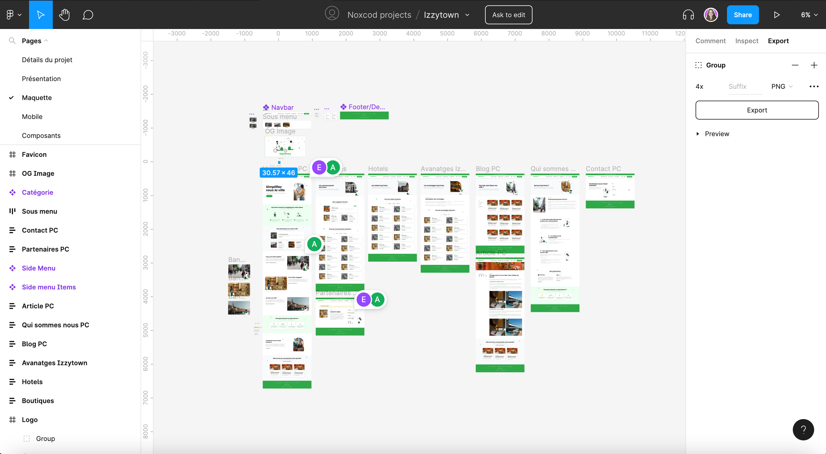 Screenshot Figma of IzzyTown
