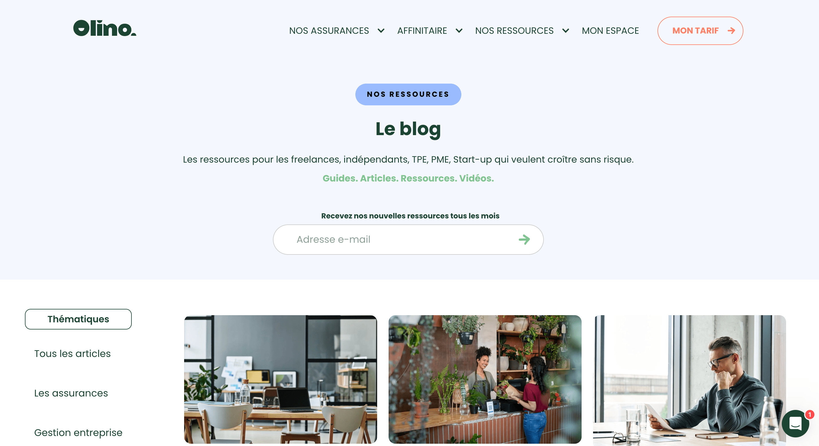Screenshot of Olino blog